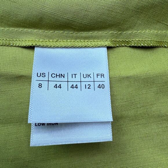 Lafayette 148 New Yok Silk Linen Drape Front Asymmetric Dress Green Size 8 NWT - Picture 13 of 15